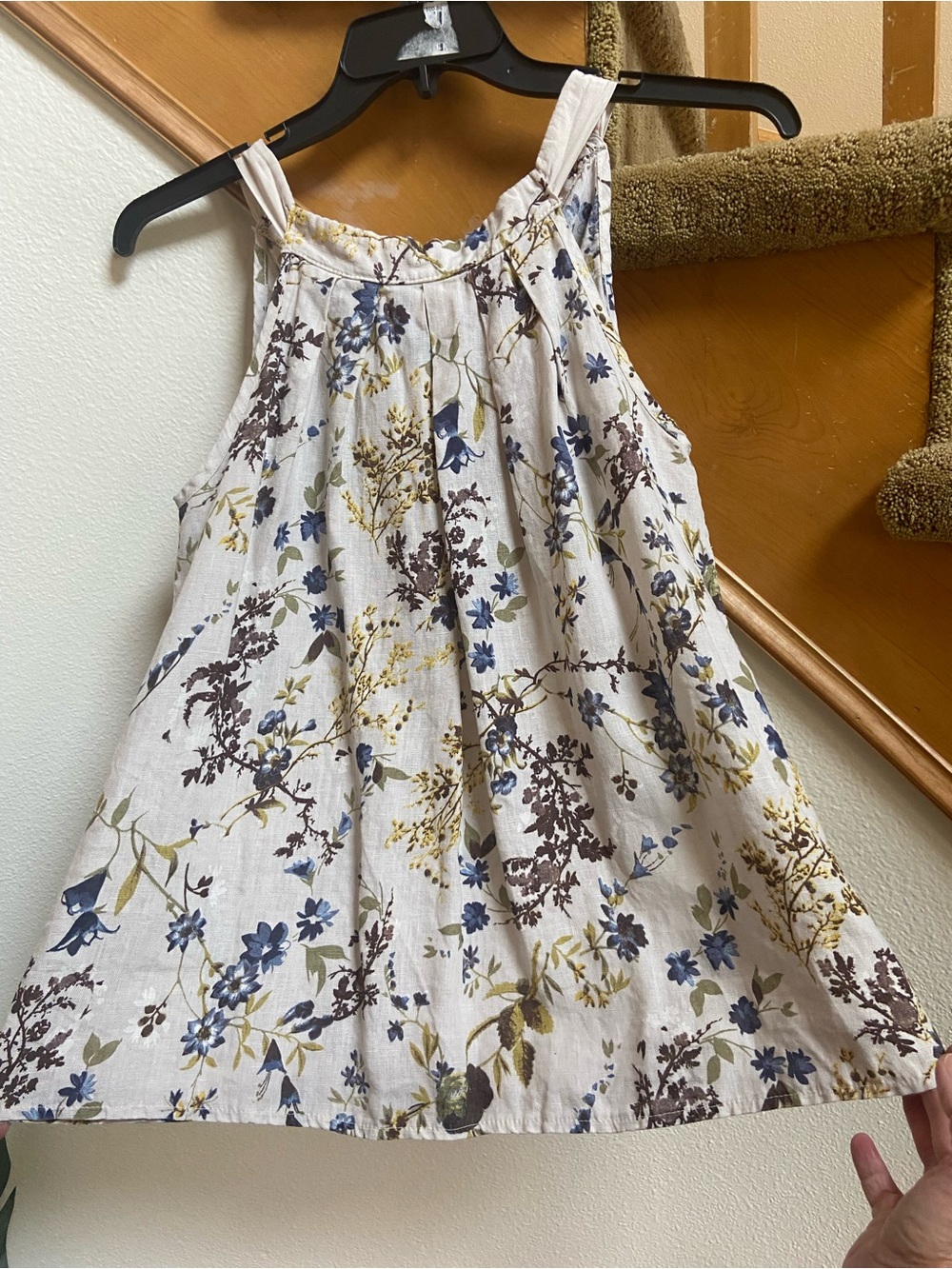 Bellambra White Linen Top Floral Gathered Neckline Tie like new women’s size S